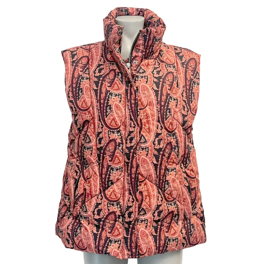 NEW FREE PEOPLE FLORA PAISLEY PUFFER VEST JACKET COAT SZ XS - Picture 3 of 12